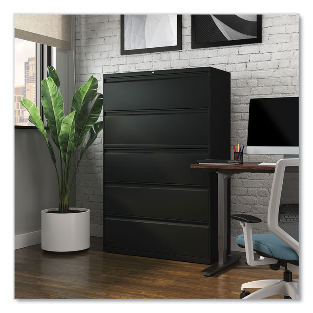 ALERA HLF4267BL Lateral File, 5 Legal/Letter/A4/A5-Size File Drawers, Black, 42" x 18.63" x 67.63"