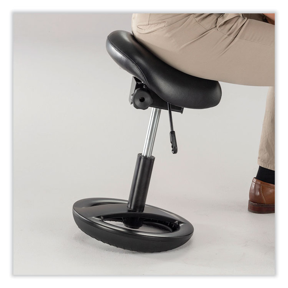 SAFCO PRODUCTS 3005BV Twixt Sitting-Height Saddle Seat Stool, Backless, Supports Up to 300 lb, 19" to 24" Seat Height, Black Seat, Black Base