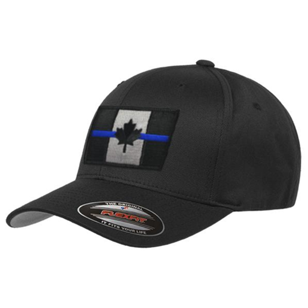 Thin Blue Line FLEX-CAN-BLACK-LARGE FlexFit Hat - Canadian Thin Blue Line Flag