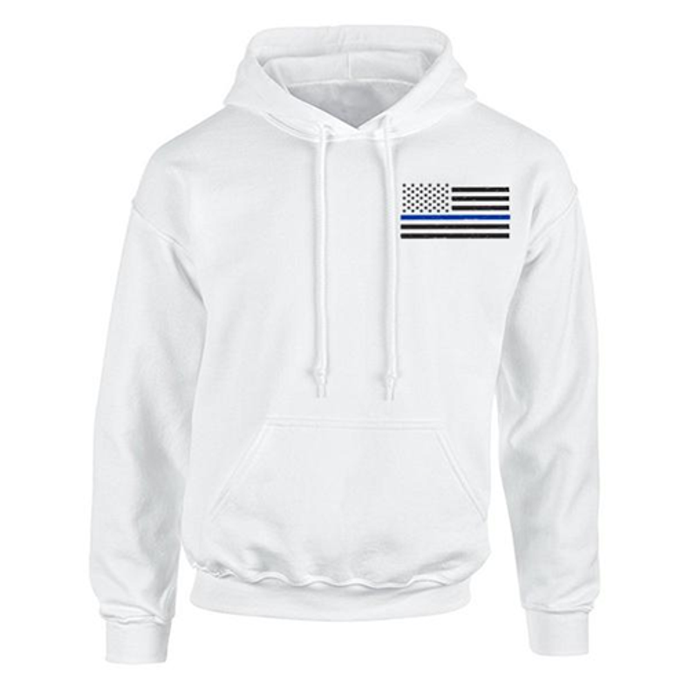 Thin Blue Line TBL-H-SMALL-LOGO-WHITE-LARGE Hoodie - Thin Blue Line American Flag