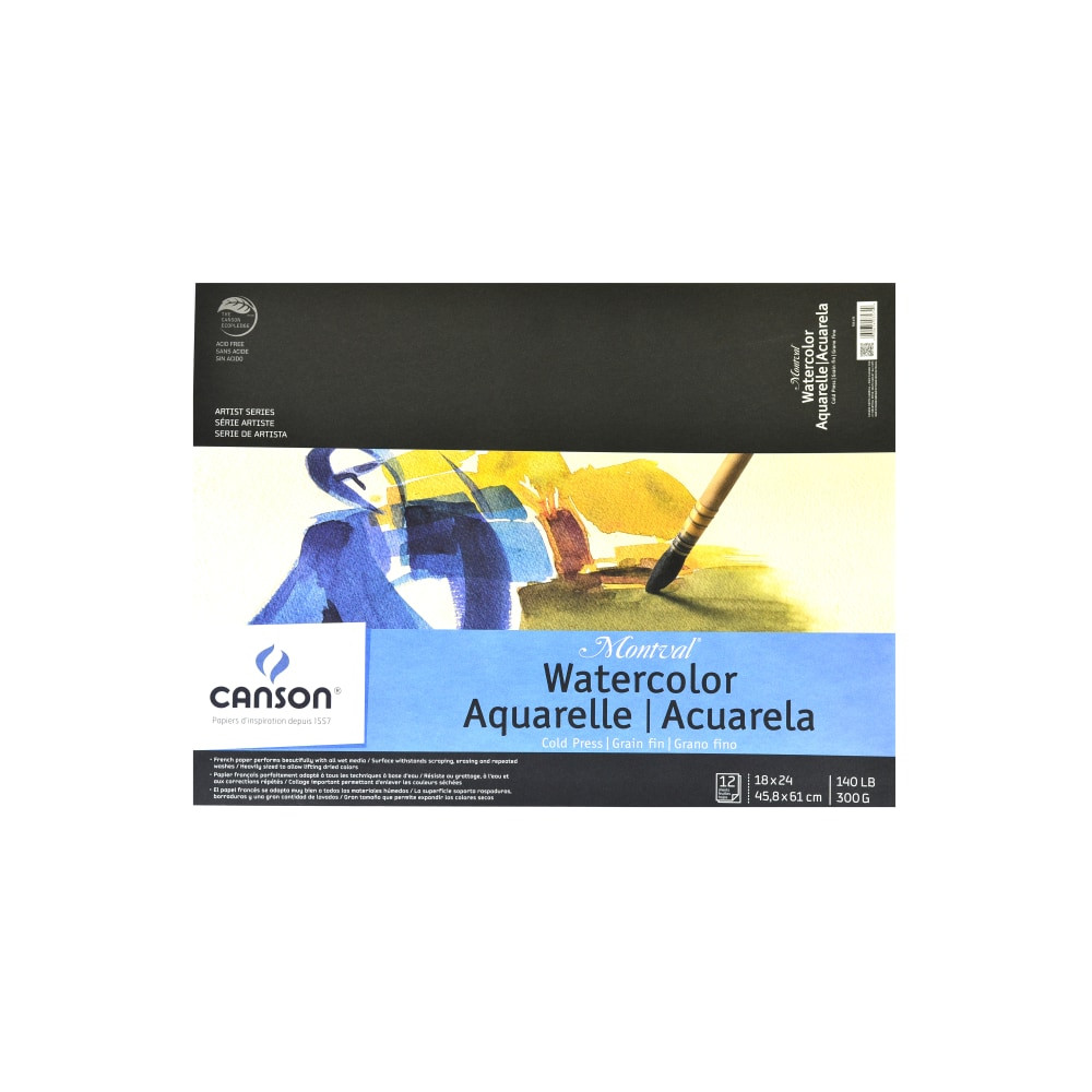 CANSON, INC. 100511055 Canson Montval Watercolor Paper, 18in x 24in, 12 Sheets