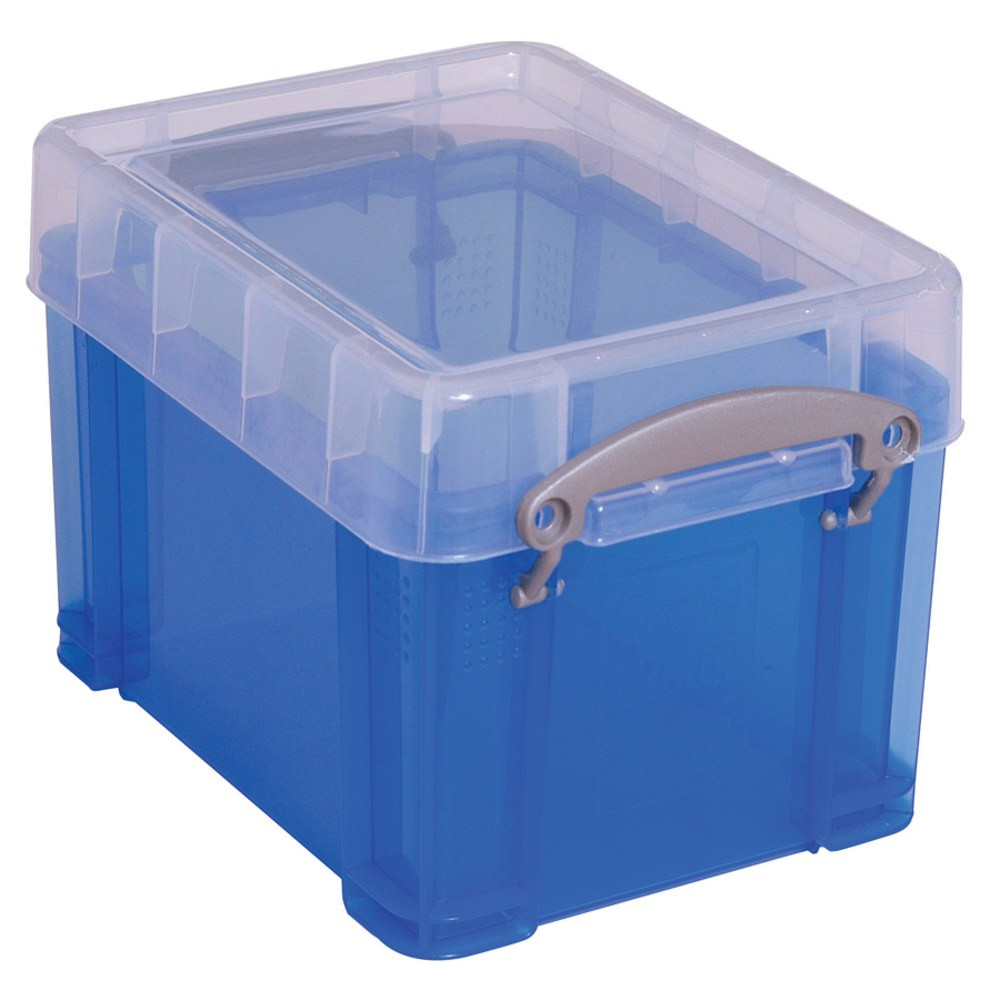 REALLY USEFUL PRODUCTS LTD 3TB Really Useful Box Plastic Storage Container With Built-In Handles And Snap Lid, 3 Liters, 6 1/2in x 7 1/4in, 9 1/2in x 7 1/4in x 6 1/2in, Blue