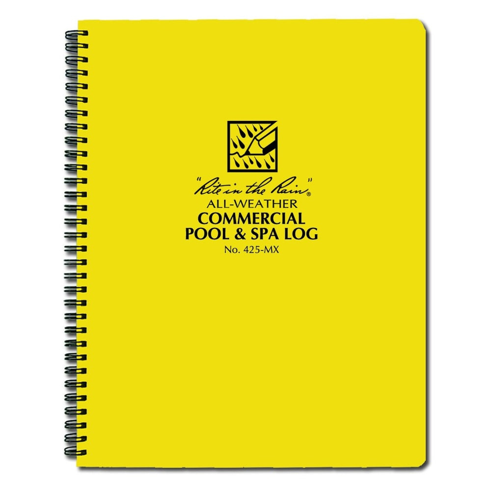 RITE IN THE RAIN 425-MX  All-Weather Spiral Notebooks, Commercial Pool & Spa Log, 8-1/2in x 11in, 94 Pages (47 Sheets), Yellow, Pack Of 6 Notebooks