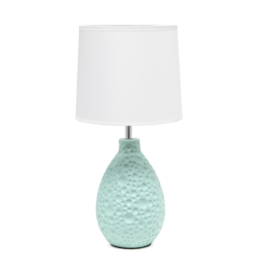 ALL THE RAGES INC Simple Designs LT2003-BLU  Textured Stucco Ceramic Oval Table Lamp, Blue