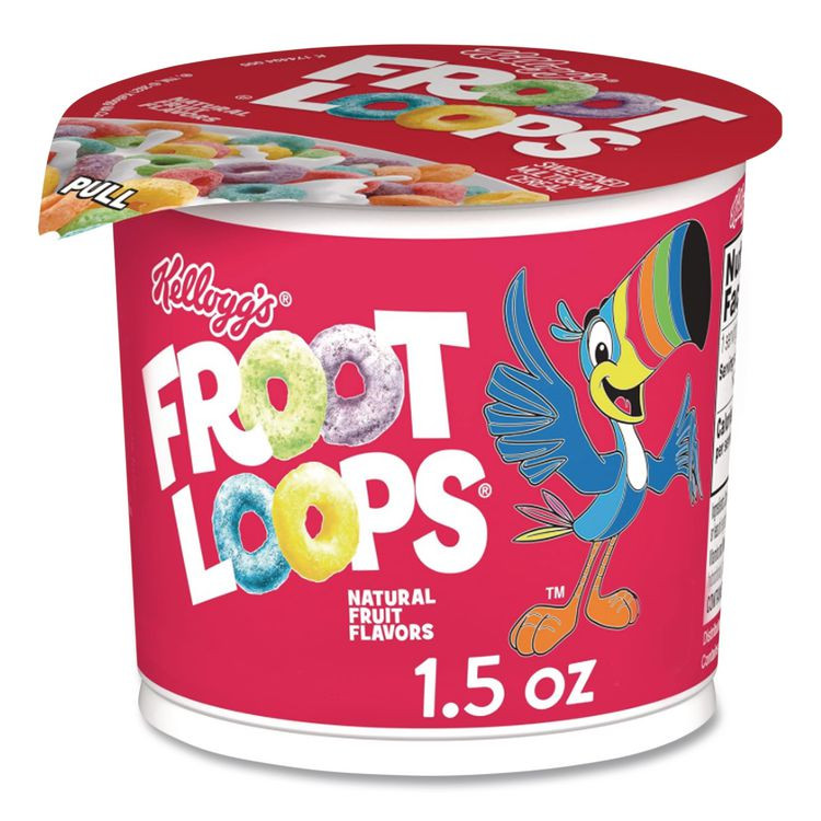 KELLOGG'S 01246 Froot Loops Breakfast Cereal, Single-Serve 1.5 oz Cup, 6/Box