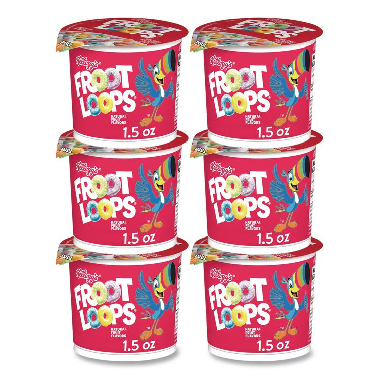 KELLOGG'S 01246 Froot Loops Breakfast Cereal, Single-Serve 1.5 oz Cup, 6/Box