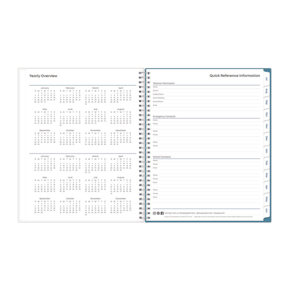 BLUE SKY 132002 Ditsy Dapple Light CYO Cover Weekly/Monthly Lesson Planner, 9 Classes, 11 x 8.5 Sheets, 12-Month (July to June), 2025 to 2026