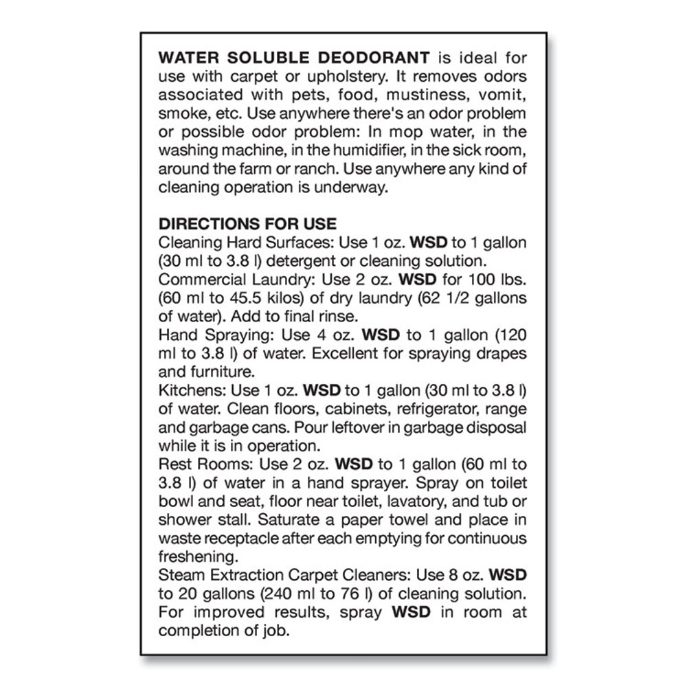 BIG D Industries 1618 Water-Soluble Deodorant, Lemon Scent, 1 gal Bottle, 4/Carton