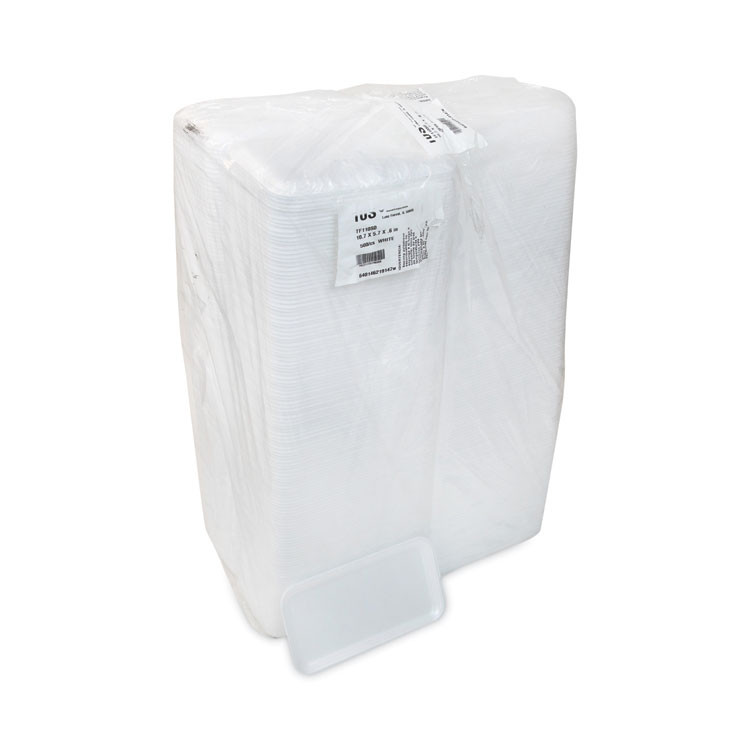 PACTIV EVERGREEN CORPORATION 0TF110S00000 Supermarket Tray, #10S, 10.75 x 5.7 x 0.65, White, Foam, 500/Carton