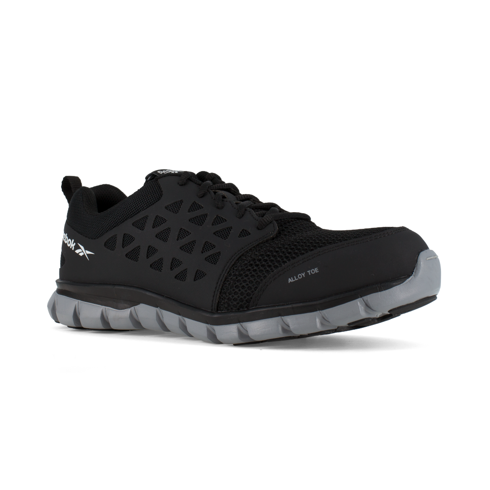 Reebok RB4041-4E-07.0 Sublite Cushion Work Athletic Shoe w/ Alloy Toe - Black Microfiber/Mesh