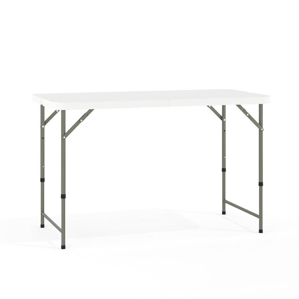 FLASH FURNITURE DADYCZ122Z2  Height-Adjustable Bi-Fold Plastic Folding Table, 29-1/4inH x 23-3/4inW x 47-3/4inD, Granite White