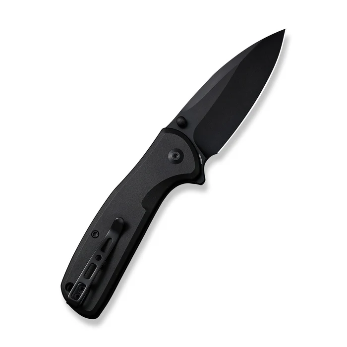 SENCUT S22043B-1 ArcBlast Flipper/Thumb Stud Folding Knife 2.98"" Black 9Cr18MoV Drop Point Plain Edge Blade, Black Aluminum Handle