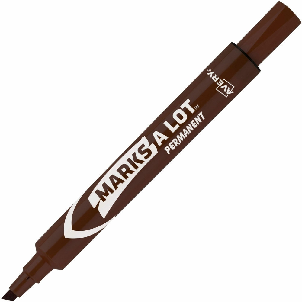 AVERY PRODUCTS CORPORATION 08881 Avery Large Desk-Style Permanent Markers, Chisel Point, 4.76 mm, Brown, Pack Of 12