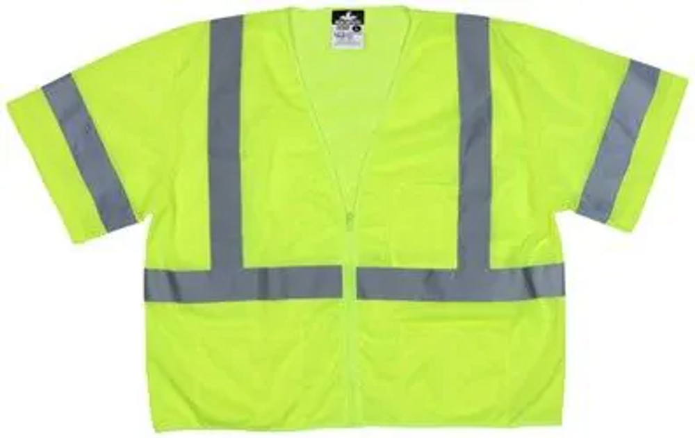 MCR Safety VCL3MLZS Class 3 Mesh Lime Safety Vest