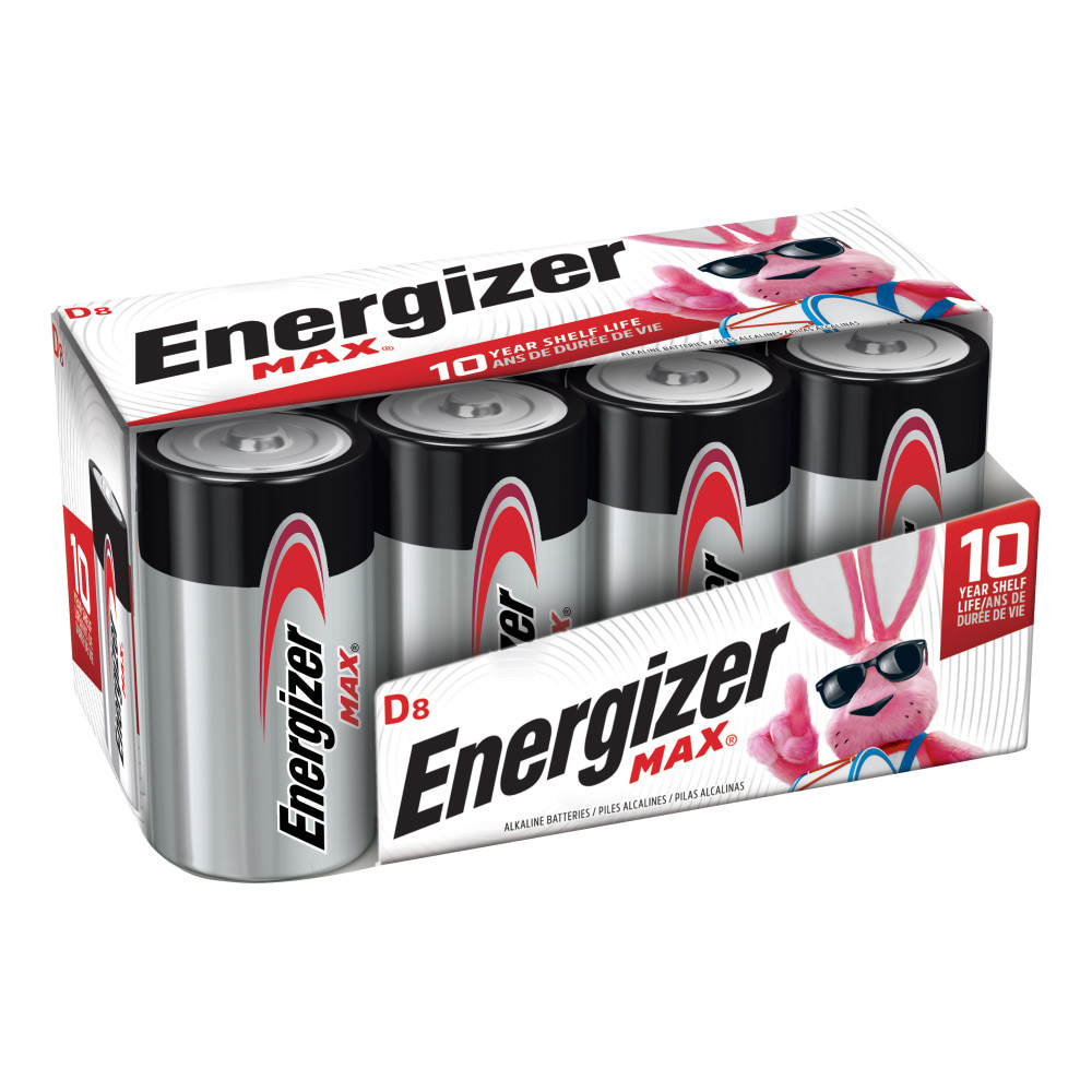 ENERGIZER BRANDS LLC E95FP-8 Energizer Max D Alkaline Batteries, Pack Of 8