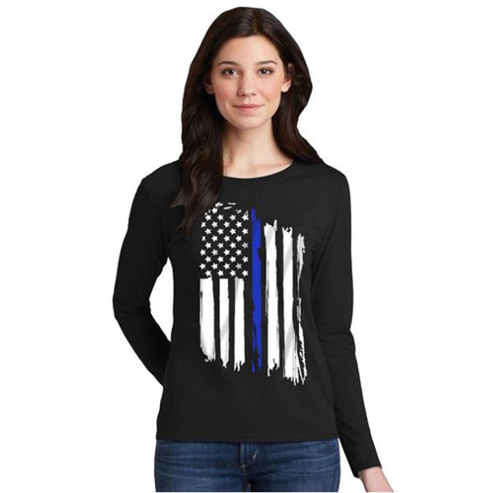 Thin Blue Line WOM-LS-TBLA-XL Women's Long Sleeve - Thin Blue Line American