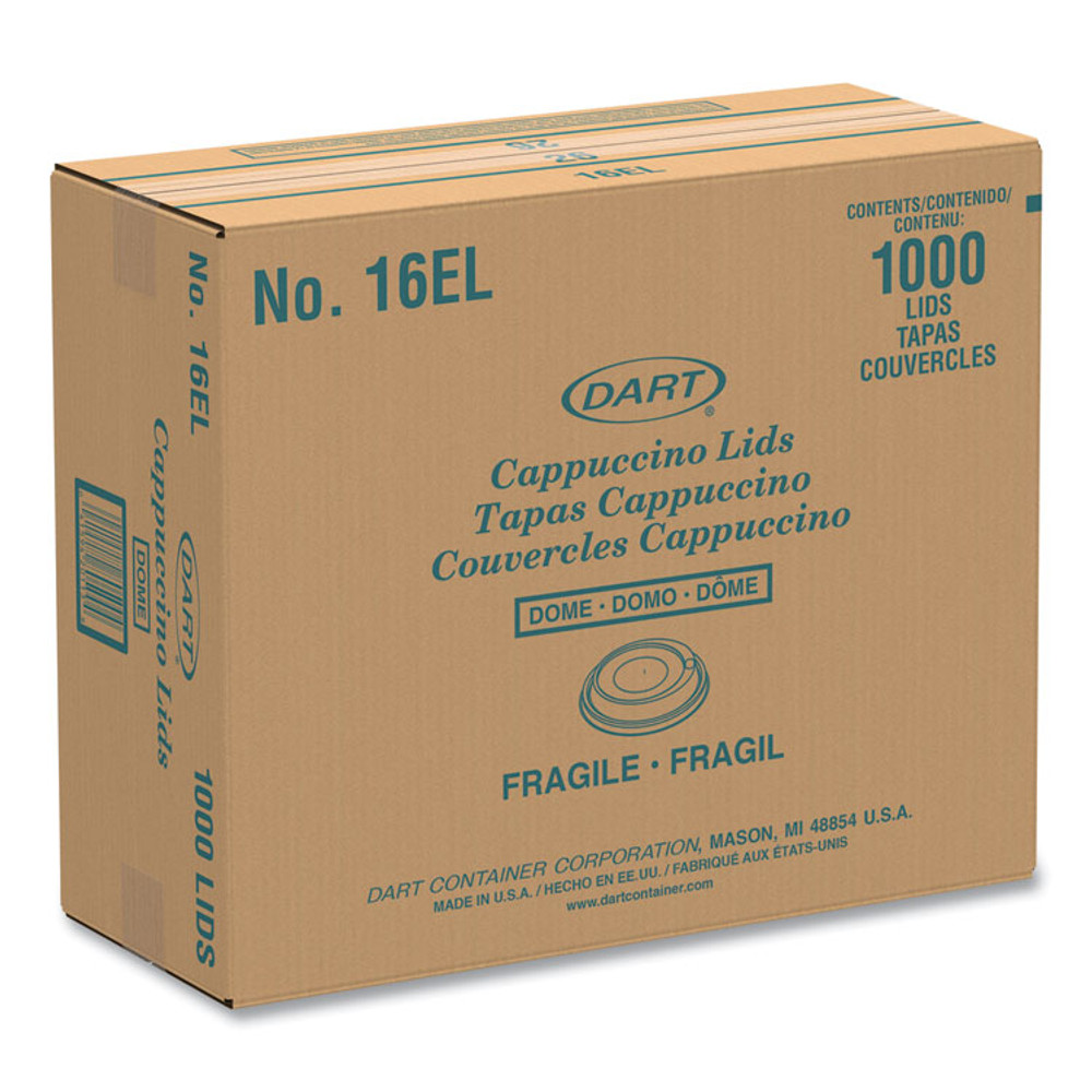 DART SOLO® 16EL Cappuccino Dome Sipper Lids, Fits 12 oz to 24 oz Hot Cups, Plastic, White, 1,000/Carton