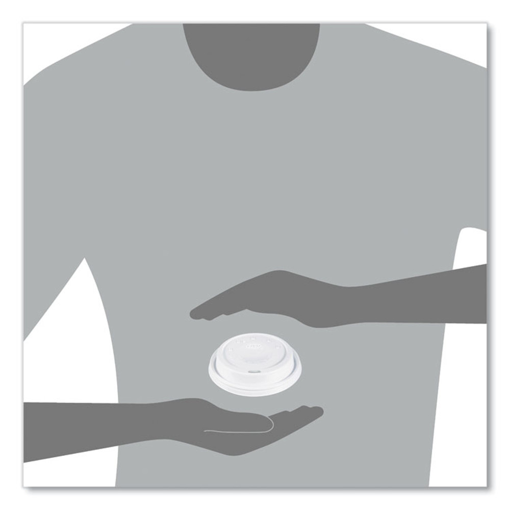 DART SOLO® 16EL Cappuccino Dome Sipper Lids, Fits 12 oz to 24 oz Hot Cups, Plastic, White, 1,000/Carton