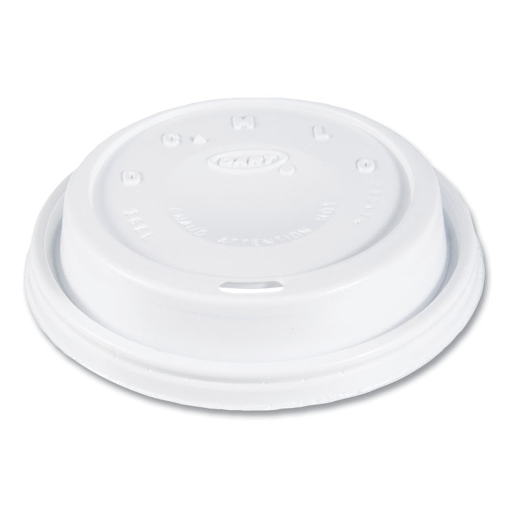 DART SOLO® 16EL Cappuccino Dome Sipper Lids, Fits 12 oz to 24 oz Hot Cups, Plastic, White, 1,000/Carton