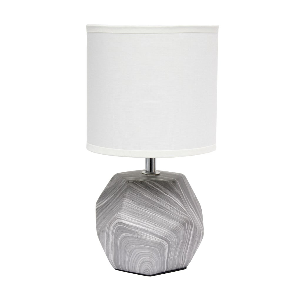 ALL THE RAGES INC LT2065-MBL Simple Designs Round Prism Mini Table Lamp, 10-7/16inH, White Shade/Marbled Base