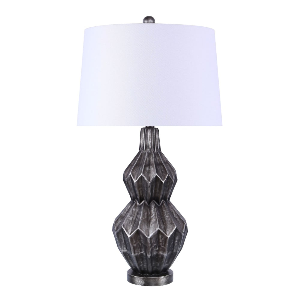 LUMISOURCE, LLC TL31-ASTRO-KTL BKW LumiSource Astro Contemporary Table Lamp, 31-1/2inH, White Shade/Black & Silver Base