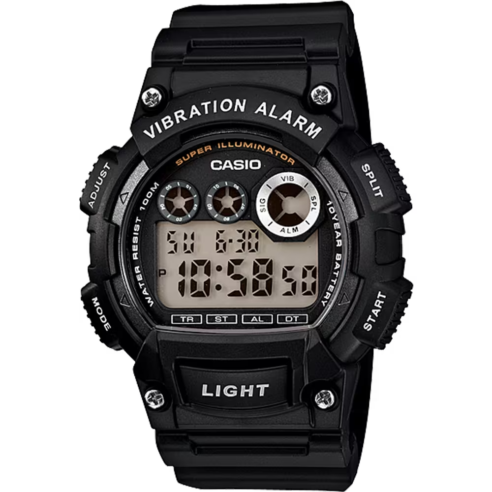 Casio W735H-1AVCF Classic Digital Watch w/ Vibration Alarm & Super Bright Backlight