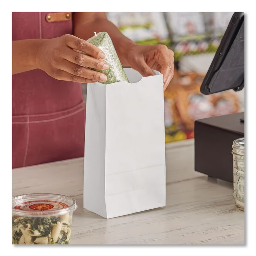 ROSS & WALLACE PAPER PRODUCTS, INC. GW4-500 Grocery Paper Bags, 4# Size, 30# Basis Weight, 5" x 3.13" x 9.88", White, 500/Bundle