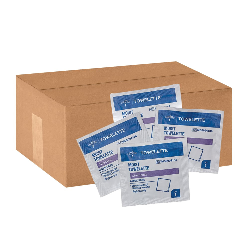 MEDLINE INDUSTRIES, INC. MDS094184 Medline Antiseptic Towelettes, White, 100 Towelettes Per Box, Case Of 10 Boxes