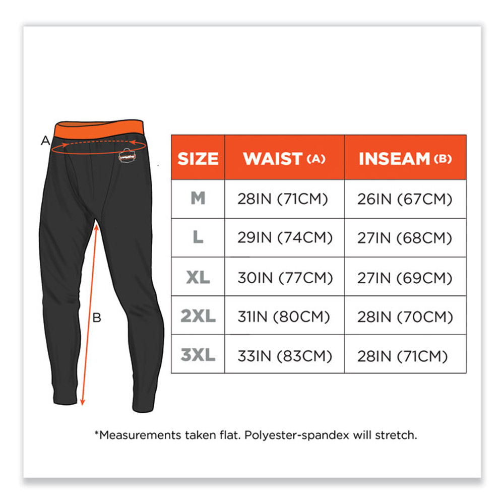 TENACIOUS HOLDINGS, INC. ergodyne® 40805 N-Ferno 6480 Midweight Base Layer Pants - 240 g, X-Large, Black