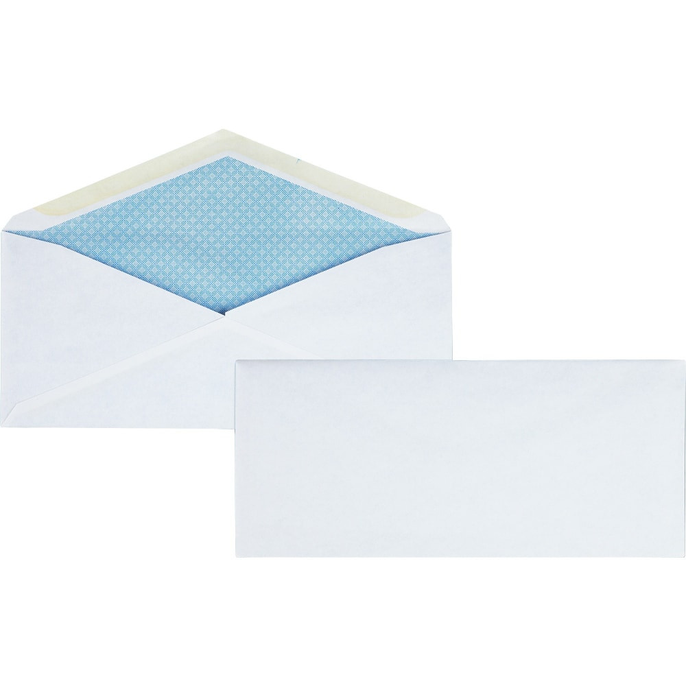 SP RICHARDS Business Source 42206  No.10 Regular Tint Security Envelopes - Security - #10 - 4 1/8in Width x 9 1/2in Length - 24 lb - Gummed - Wove - 500 / Box - White