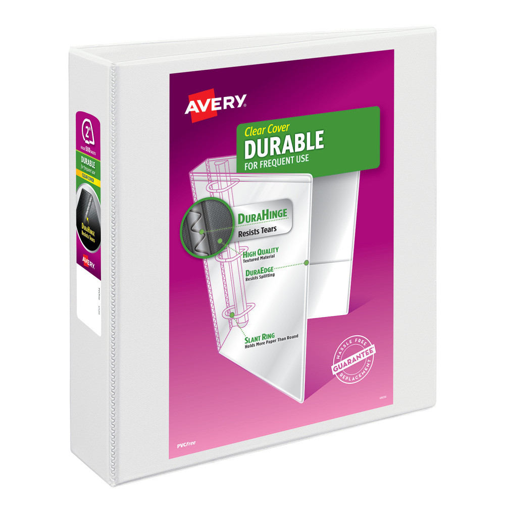 AVERY PRODUCTS CORPORATION 9501 Avery Durable View 3 Ring Binders, 2 Inch EZD Rings, White, 1 Binder