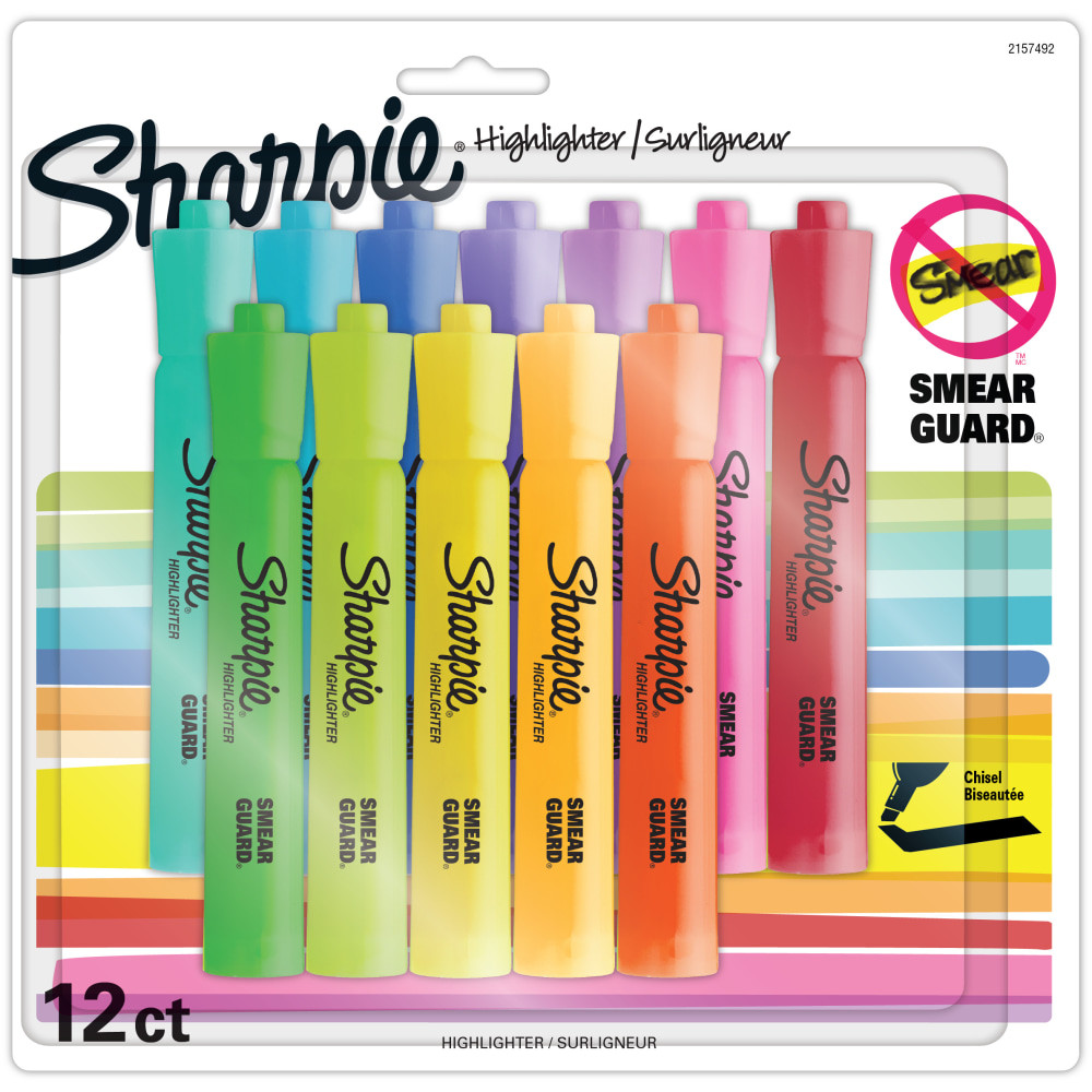 NEWELL BRANDS INC. 25145 Sharpie Accent Tank-Style Highlighters, Chisel Tip,  Assorted Colors, Pack Of 12