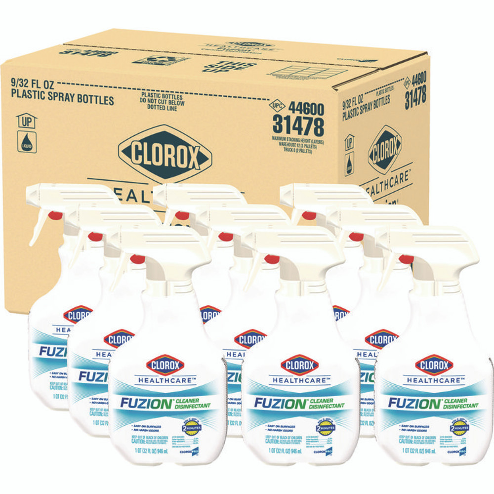 CLOROX SALES CO. Healthcare® 31478 Fuzion Cleaner Disinfectant, Unscented, 32 oz Spray Bottle, 9/Carton