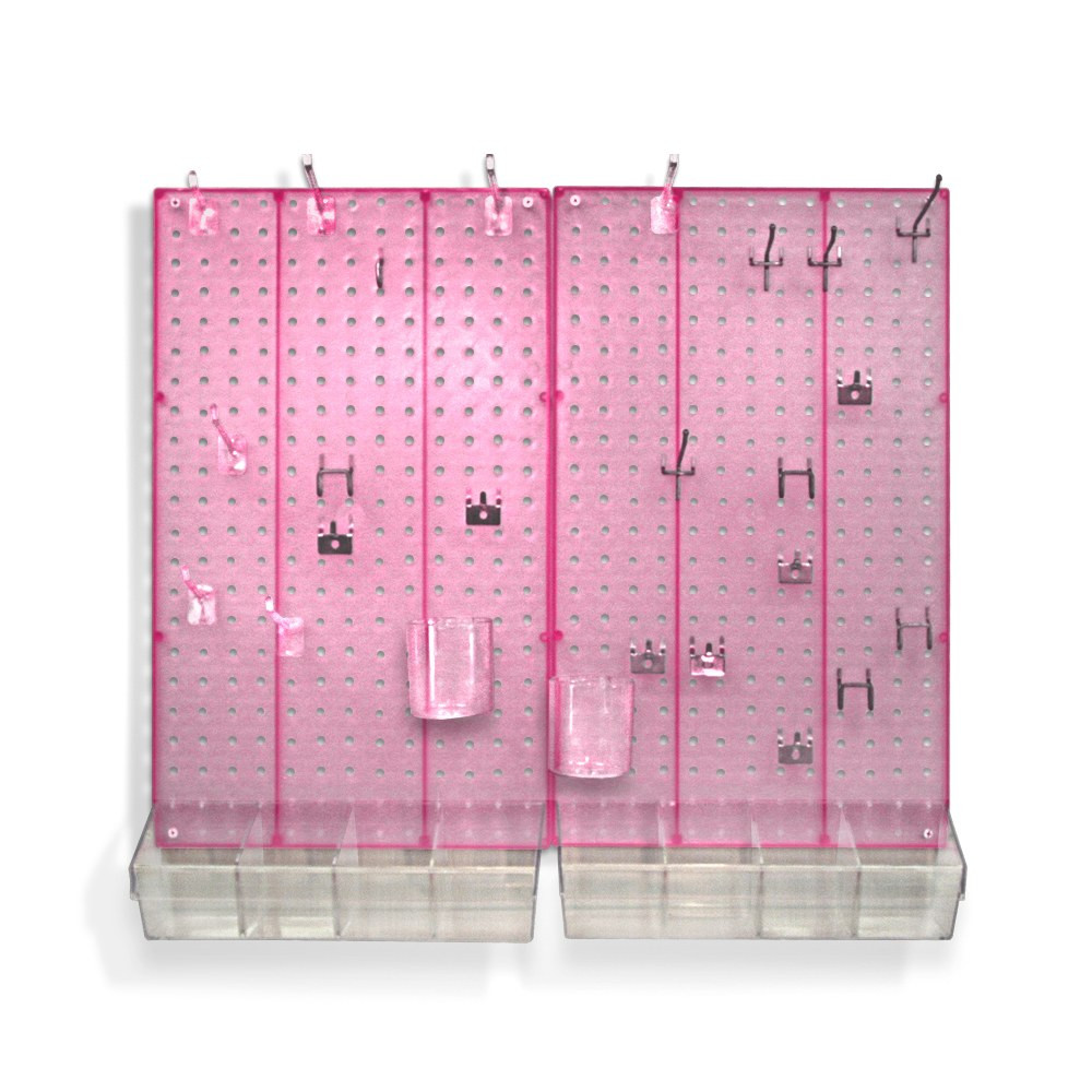 AZAR DISPLAYS 900945-PNK  70-Piece Pegboard Organizer Kit, Pink