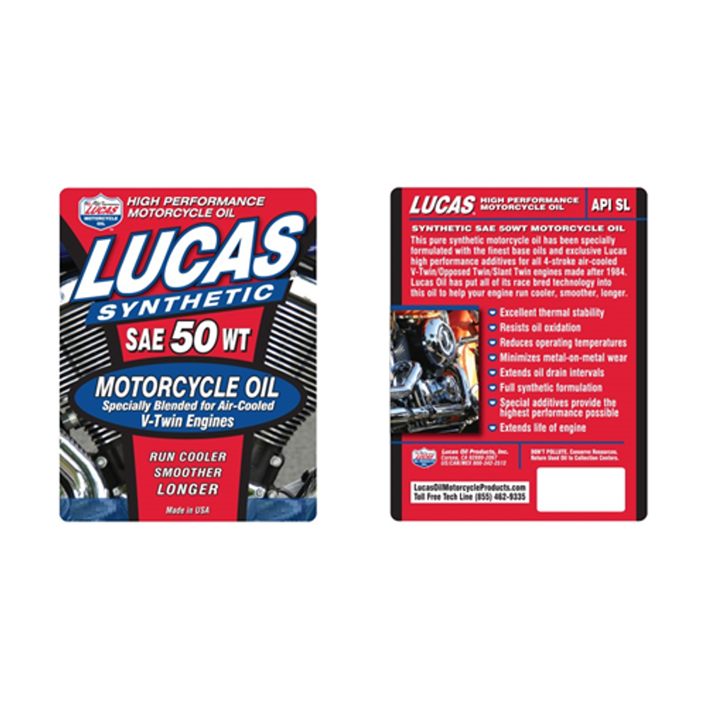 Lucas Oil 10770 Synthetic SAE 50W V-Twin Motorcycle Oil