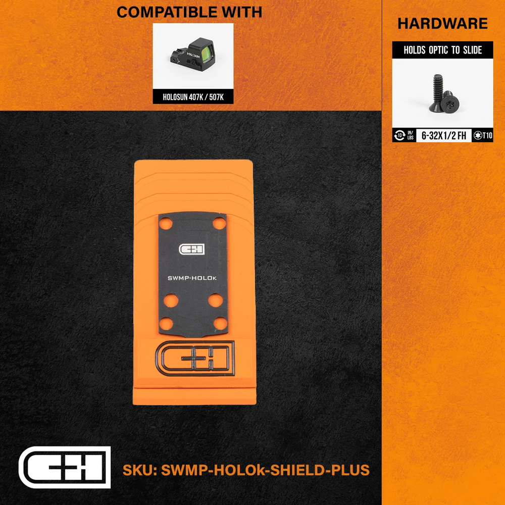 C&H Precision SWMP-HOLOK-SHIELD-PLUS Optics Adapter Plate - S&W M&P SHIELD PLUS to Holosun 407K/507K