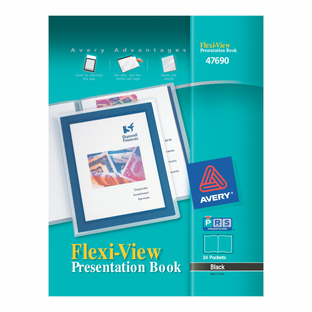 AVERY PRODUCTS CORPORATION 47690 Avery Flexi-View Presentation Book, 12 Pockets, Black