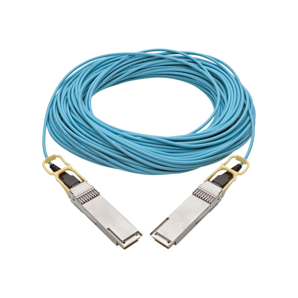 TRIPP LITE N28H-30M-AQ  QSFP28 to QSFP28 Active Optical Cable - 100GbE, AOC, M/M, Aqua, 30 m (98.4 ft.) - 98 ft Fiber Optic Network Cable for Switch, Server, Router, Network Device -  - Aqua)