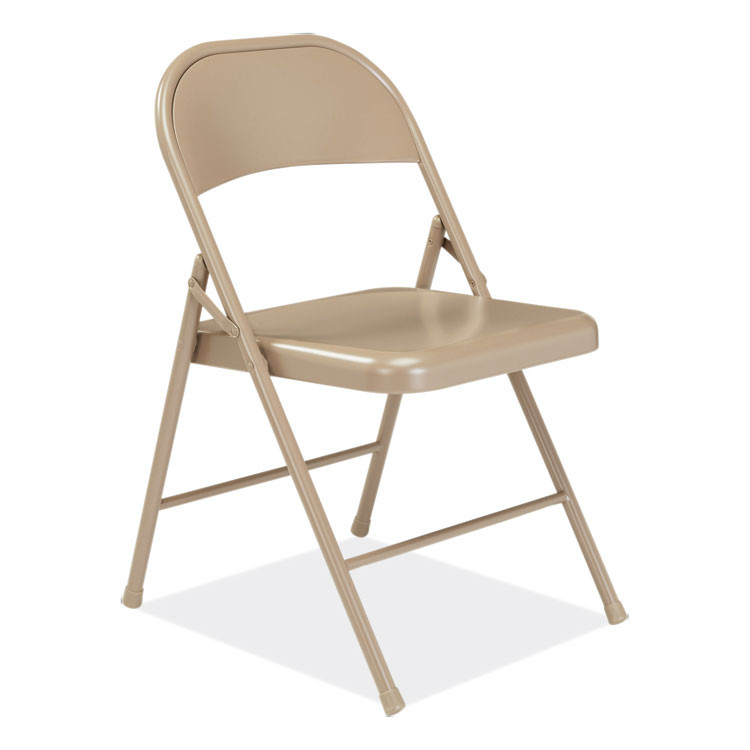 NATIONAL PUBLIC SEATING BASICS by NPS® 901 900 Series All-Steel Folding Chair, Supports Up to 250 lb, 17.75" Seat Height, Beige Seat, Beige Back, Beige Base, 4/Carton