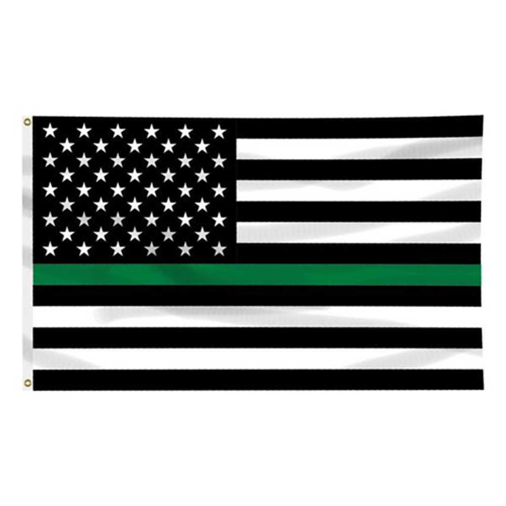 Thin Blue Line GREEN-AMERICAN-3X5 Thin Green Line American Flag, 3 x 5 Ft