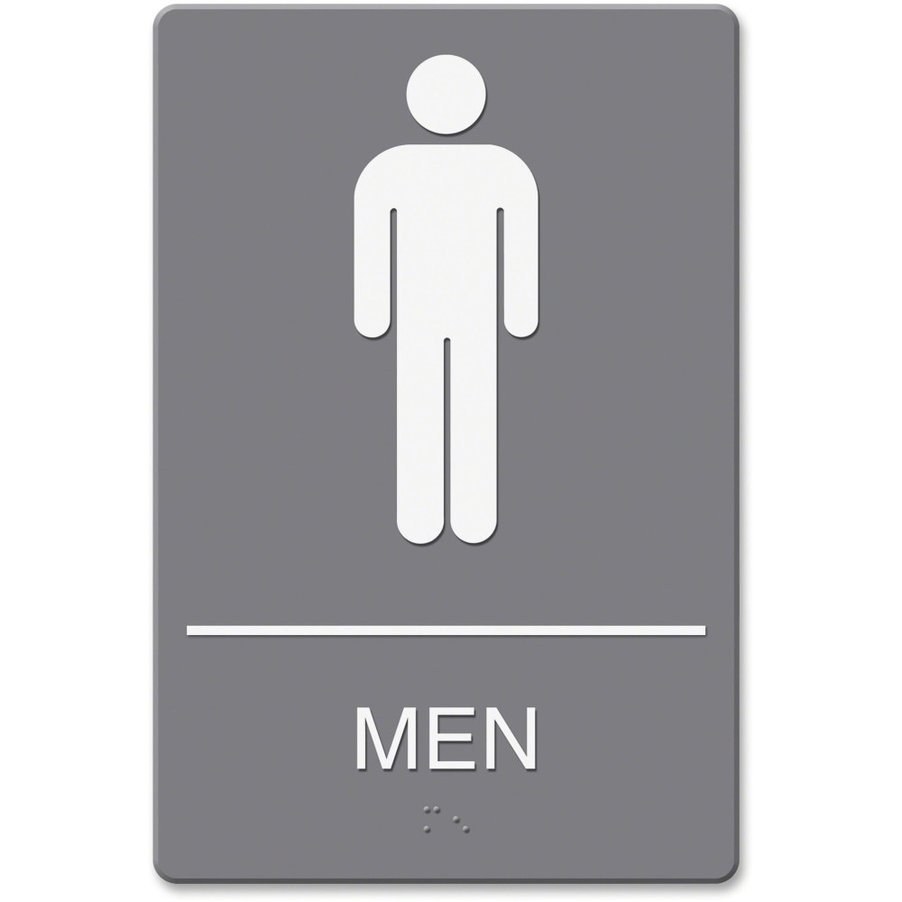 U.S. STAMP & SIGN Headline Sign 4817 Headline ADA Restroom Sign, Mens, 6in x 9in, Gray