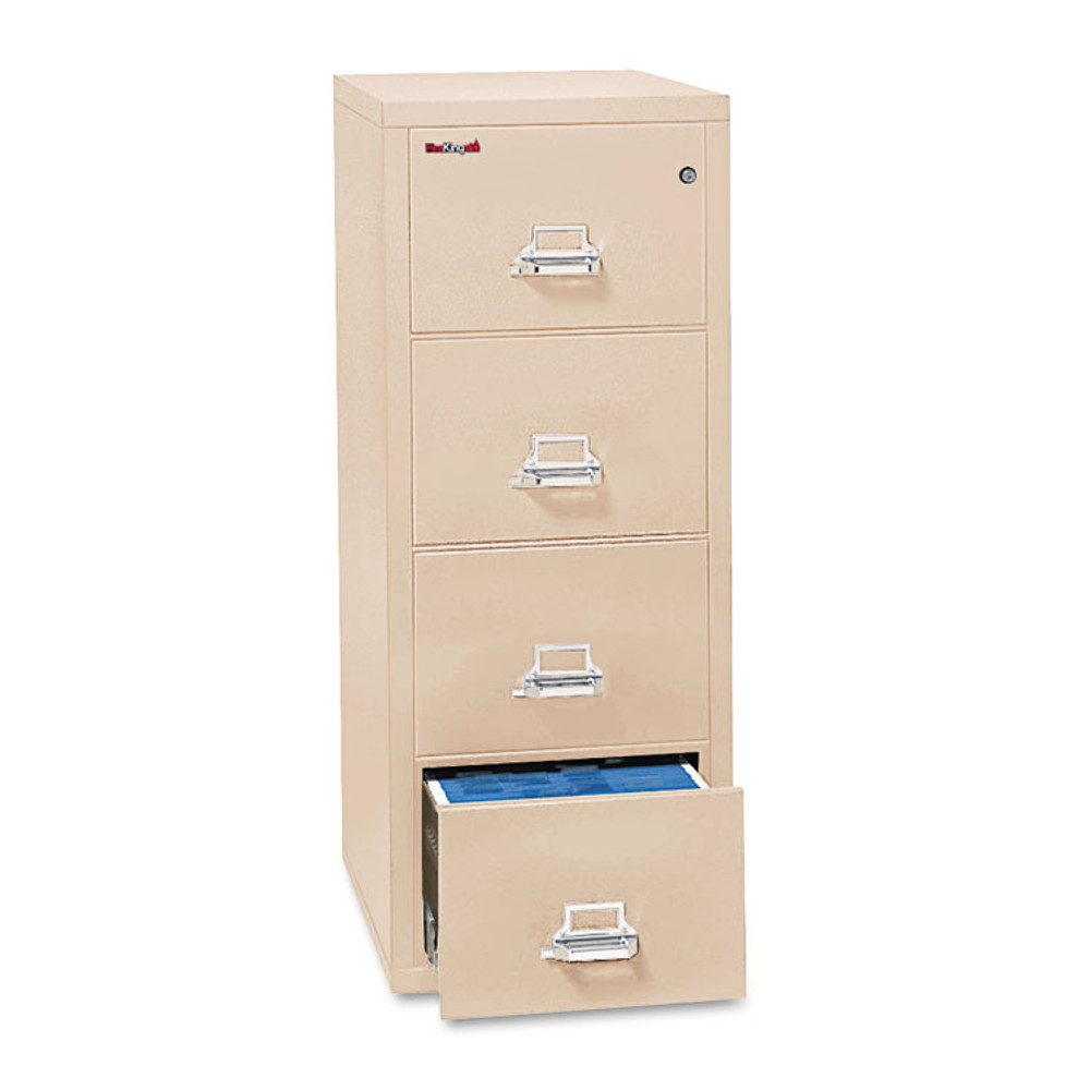 FIRE KING INTERNATIONAL FireKing® 41831CPA Insulated Vertical File, 1-Hour Fire Protection, 4 Letter-Size File Drawers, Parchment, 17.75" x 31.56" x 52.75"