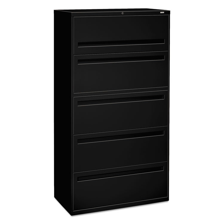 HON COMPANY 785LP Brigade 700 Series Lateral File, 4 Legal/Letter-Size File Drawers, 1 File Shelf, 1 Post Shelf, Black, 36" x 18" x 64.25"