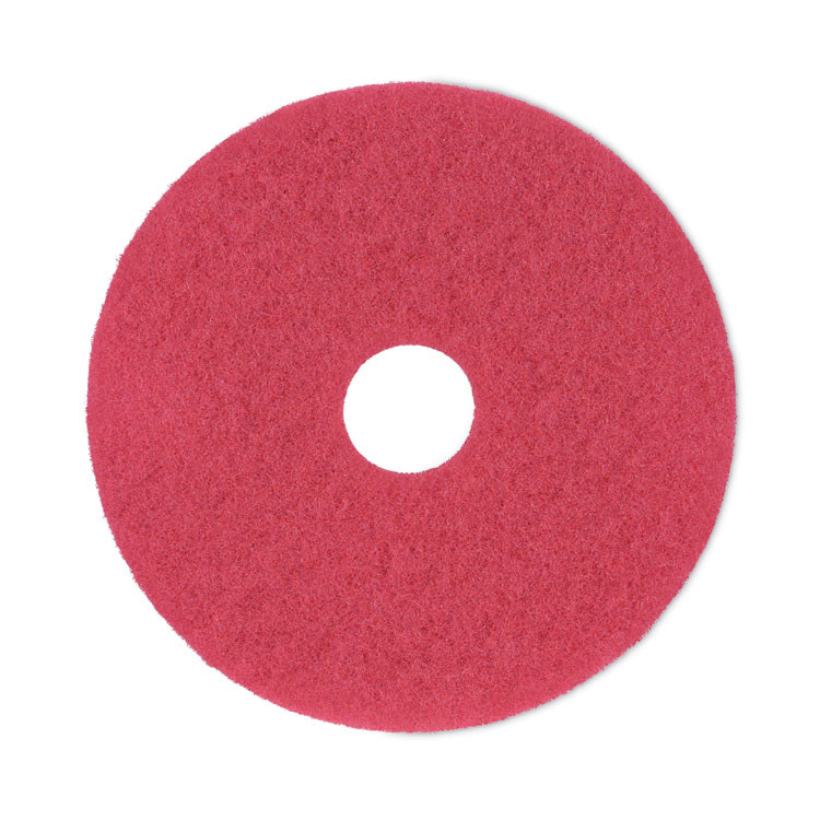 BOARDWALK 4016RED Buffing Floor Pads, 16" Diameter, Red, 5/Carton