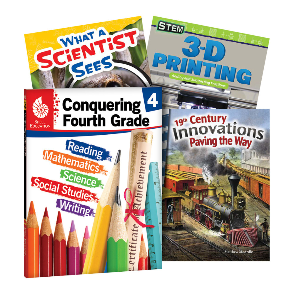 Strengthen the home-school connection by utilizing this 4-book set to build and reinforce critical skills that students will use in class every day. The standards-based content provides engaging games and activities to help kids have fun as they learn.  Simple way for parents to help young students reinforce lessons learned at school.  Divided into 10 units, one for each month of the school year.  Provides fun activities in word study, phonics, reading, writing, math, social studies and science.  4-book set includes 3 high-interest nonfiction books to help build reading skills.  Designed for students in grade 4.