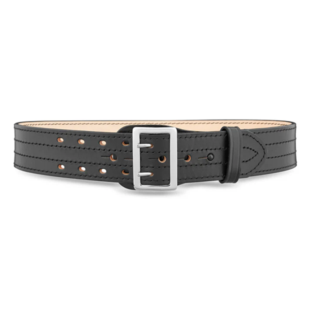 Dutyman 4011-30-9071 2-1/4"" Plain Leather Sam Brown 4 Row Stitch Duty Belt with Solid Brass Nickel Buckle