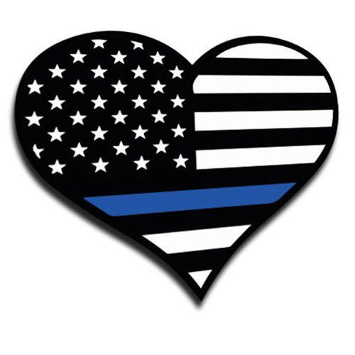 Thin Blue Line TBL-S-HEART-454 Thin Blue Line Heart Sticker, 4.5 x 4 Inches