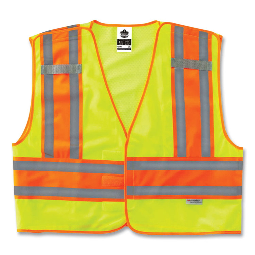 TENACIOUS HOLDINGS, INC. ergodyne® 23397 GloWear 8245PSV Class 2 Public Safety Vest, Polyester, 2X-Large/3X-Large, Lime