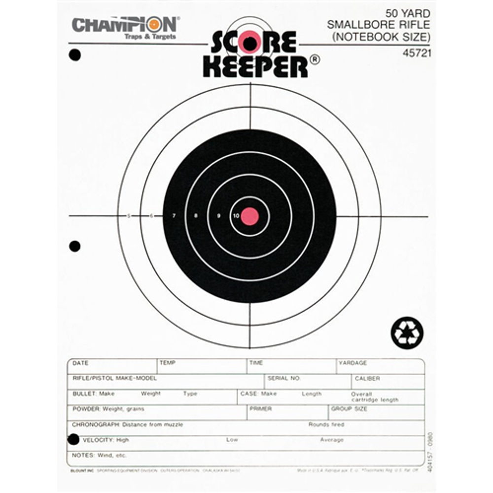 Champion Targets 45721 Champion Targets 45721 Score Keeper Fluorescent Orange & Black Bullseye Target, 50 Yard Small Bore Notebook, 12 Pack