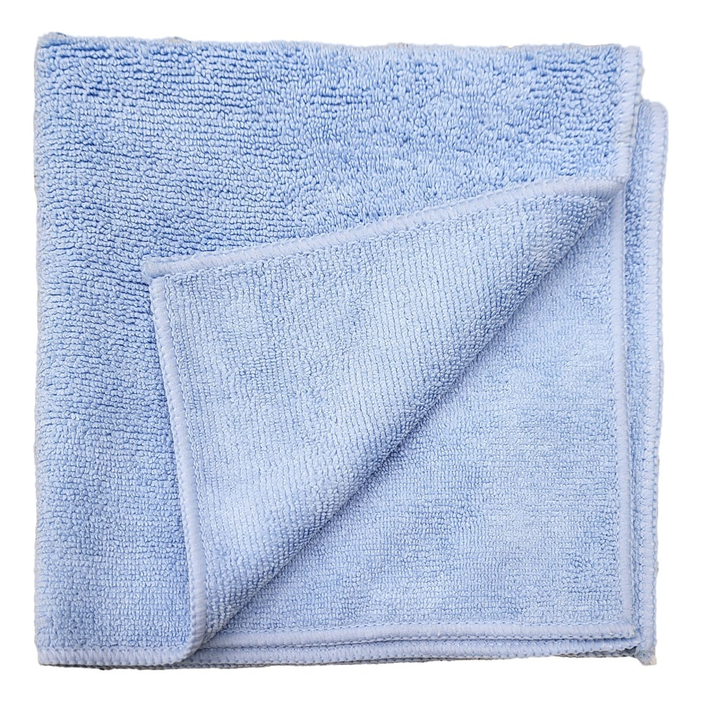 R&R TEXTILE MILLS INC 73010-180 Pro-Clean Basics Microfiber Terry Hand Towels, 16in x 27in, Blue, Pack Of 180 Towels